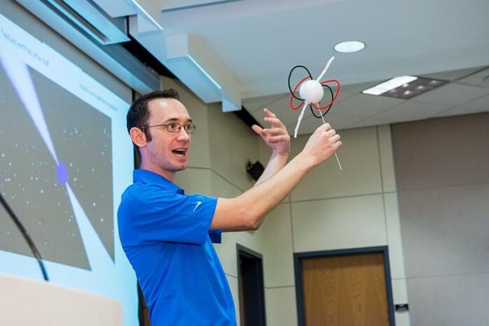 Instructor giving a presentation to the class.